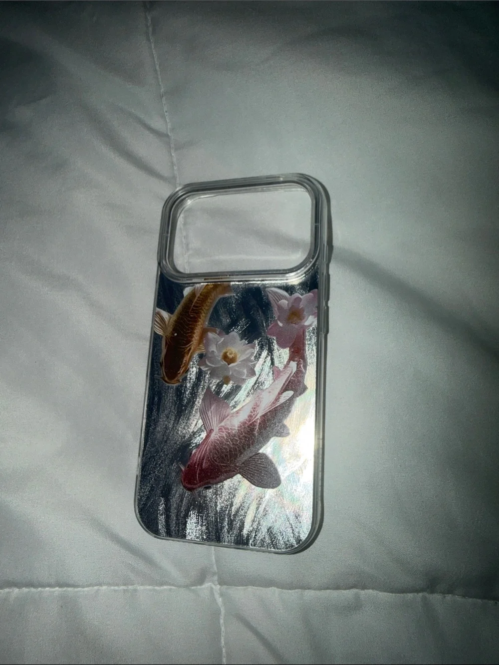 iPhone 17 pro Clear Koi Fish Phone Case - Pink & Gold Design